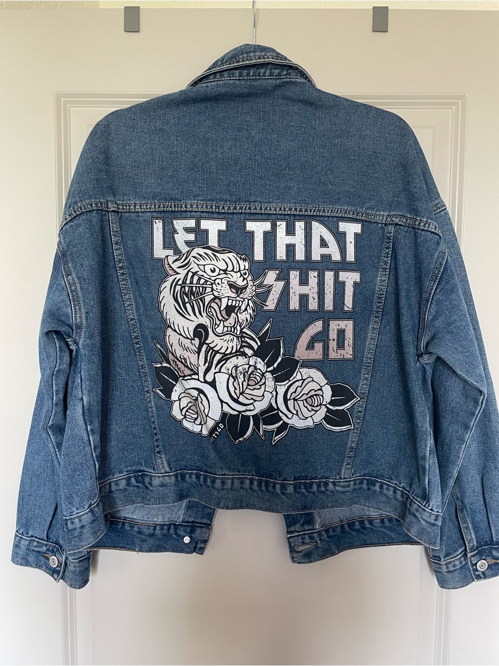 RARE *LIMITED EDITION* LETTSGO Tiger "Let That Shit Go" Denim Jacket